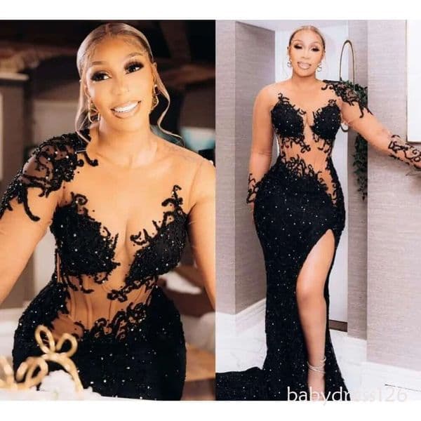 Sparkly Mermaid Prom Dresses For Black Girls 2026 Lace Beaded Sexy Evening Formal Party Second Reception Birthday Engagement Gowns Customized ZD19