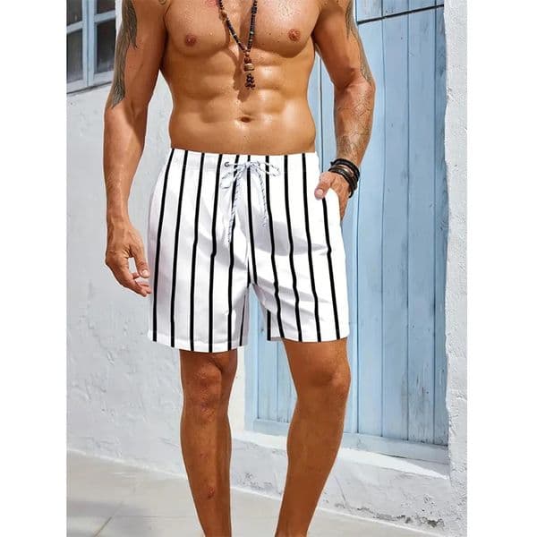 Stripe 3D Printed Board Shorts Casual Mens Graphic Short Pants Summer Hawaiian Breathable Swim Trunks s Loose Ice 260326