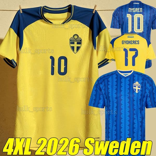 4XL 26/27 Sweden GYOKERES Soccer Jerseys Svenska 2026 World Cup ISAK SEMA AYARI ELANGA NYGREN SALETROS HOLM BERNHARDSSON LIDBERG ROONY Retro Football Shirts 1994