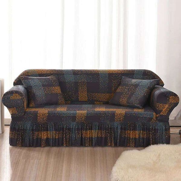 High Elastic Sofa Cover with Skirt Easy Fit Washable Printed Slipcover for Couch Universal Furniture Protector 26L0327