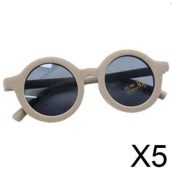 Retro Round Kids Sunglasses Flexible PC Resin Glasses for Children Sun Protection Outdoor Use S260326