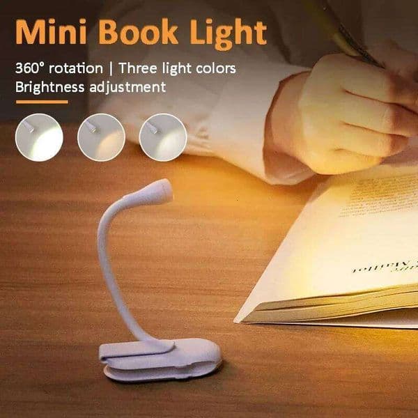 1PCS Portable LED Book Lights USB Rechargeable Eye Protection Night Light Mini 360Clip-On Desk Reading Lamp Travel Bedroom 26L0327
