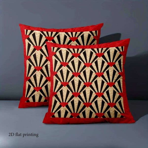 1 pieces -2D flat printing Art Deco Pattern Red Edge Throw Pillow Case Covers Polyester Pillow Casecase, sofa decorative cushion cov 26L0327