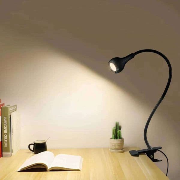 USB Flexible Desk with Clip Holder LED Reading Book Light 360 Folding Bedside Table Night Lamp for Bedroom Office Study 26L0327