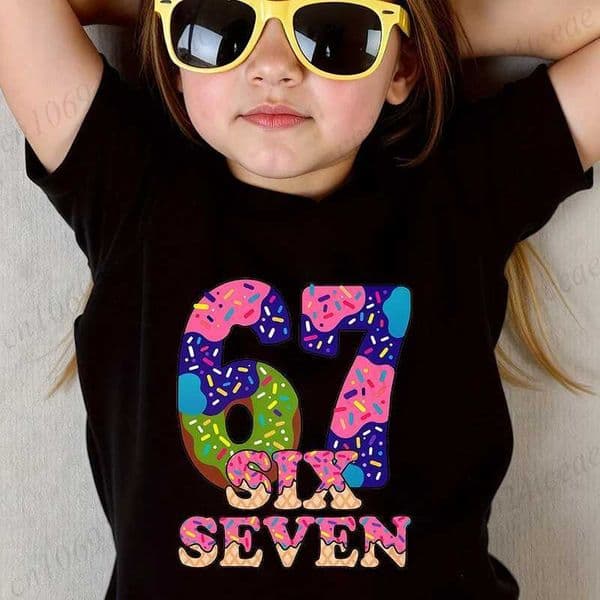 Summer Cute 67 Print Short Boys Girls Cotton T-shirt Casual Cfortable Childrens Clothing Fashion Kid Short Sle TopT260327 J260509