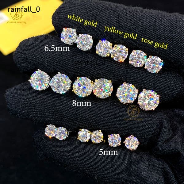 Factory Price Unisex 925 Sterling Silver VVS Diamond Earrings 05ct 1ct 2ct 3ct Hiphop Moissanite Stud Earrings for Couple