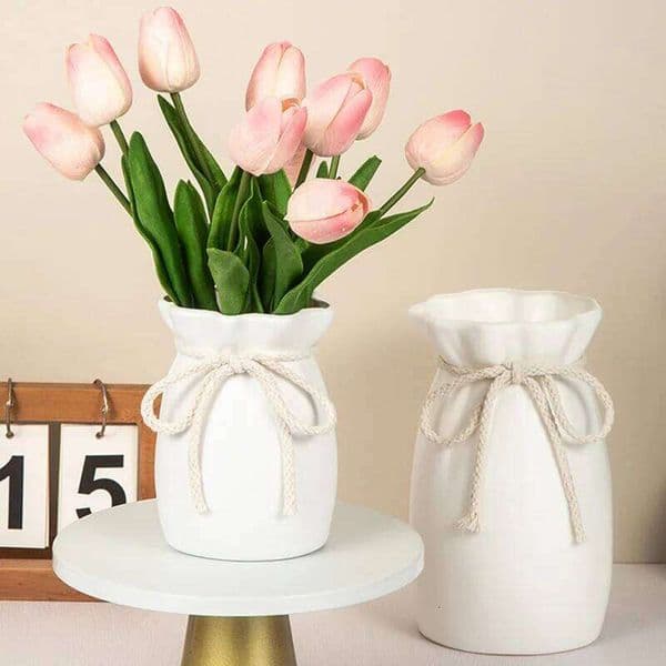 1Pc Bow Design Plastic Flower Modern Art Nordic Decorative Vase Used for Wedding, Living Room, Office, Bedroom Decoration 26Y0327
