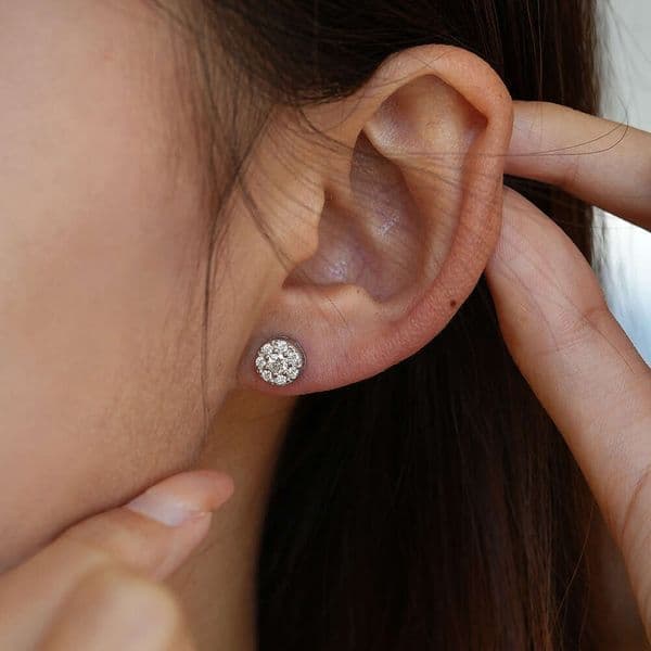 Moissanite Hip Hop Hot S925 Sterling Silver Luxury Inlaid Round Hip Hop Style Unisex Earrings