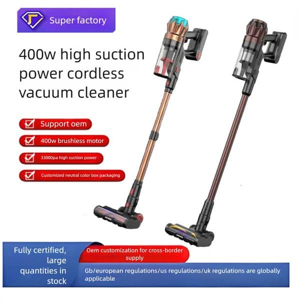 High Suction Power Portable Vacuum Cleaner - Customizable Handheld Device with Adjustable Output (200W-400W)