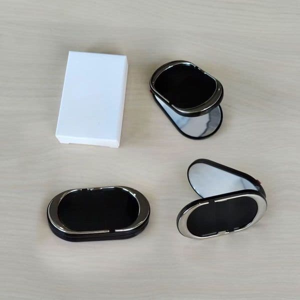 Folding mirror makeup mirror, fashion designer, black portable smooth double-sided makeup mirror, mini travel makeup tool