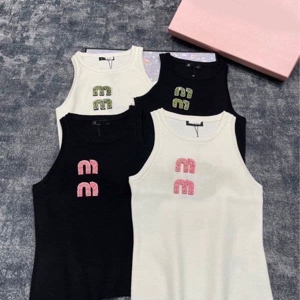 2026 Spring Summer Tanks Womens Heavy Industry Top Vest Crystal Diamond Decorative Slim Slveless Tank Tops T260521