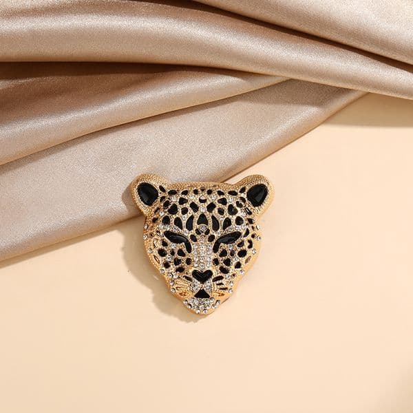 Luxury Brand Designer Jewelry Exaggerated European And American Style Leopard Head Brooch With Diamonds, Classic Retro Personality Animal Design, Cross-Border S