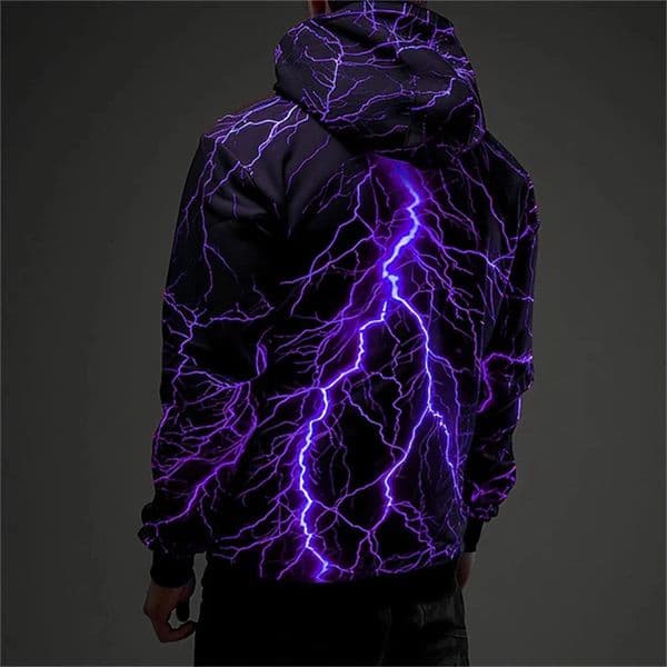 Vintage Mens Sweatshirt 3D Lightning Graphic Printing Casual Hoodies Spring Autumn Female Clothing Harajuku Oversized Pullovers 260323