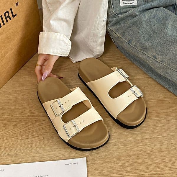 New Summer Outdoor Women's Flat Slippers French Casual Style - Inspired Sandals Retro and Versatile Korean Beach Shoes for The Seaside free shipping