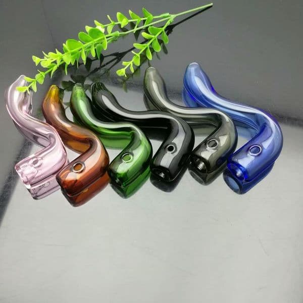 Smoking Pipes bongs Manufacture Hand-blown hookah Colored curved handle thickened glass pipe