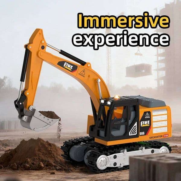 Mini 1:64 excavator, metal shell, lift, sound and light, adjustable construction vehicle model, desktop toy children's gifts