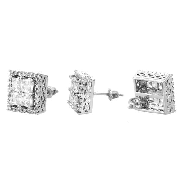 Trend Full Moissanite Hip Hop for Men Square Threaded Hot-Selling Gold Australian Earrings Jewelry