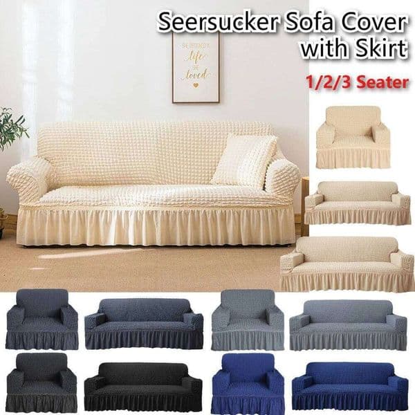 Stretch Seersuckers With Skirt Washable Stretchable Sofa Slipcover Couch Cover Furniture Protector with 1 pillowcase 26L0327