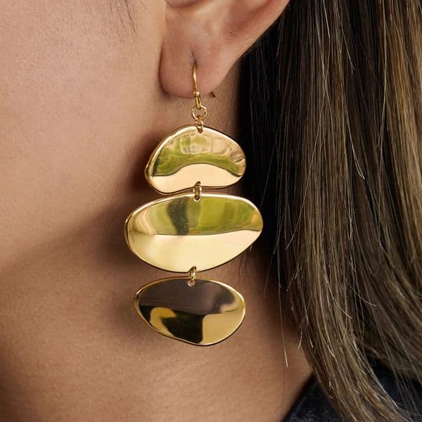 Uworld Minimalist Irregular 3-layer Circular Pendant Earrings 18K Gold Color Plated Stainless Exaggerated Large Earrings Womens 260323