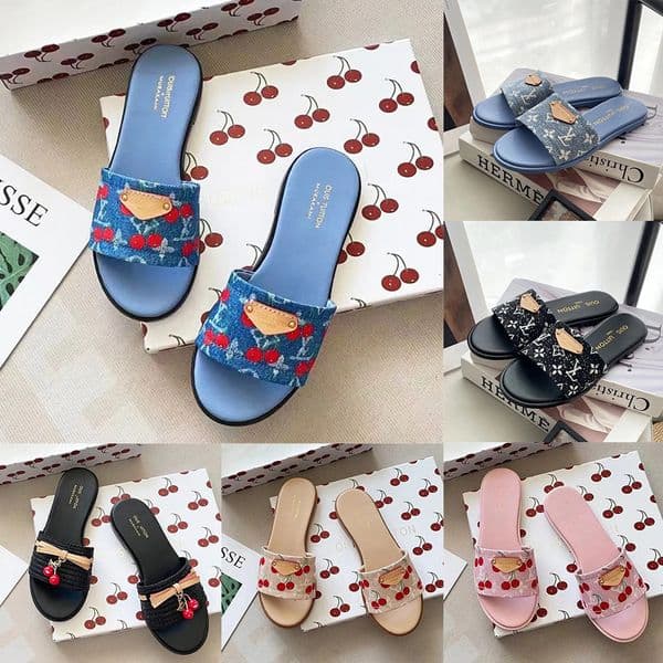 designer Slippers Women sandals new cowboy flat slippers old flower brown sandals summer beach slides genuine leather sandals classic designer shoe size 35-42
