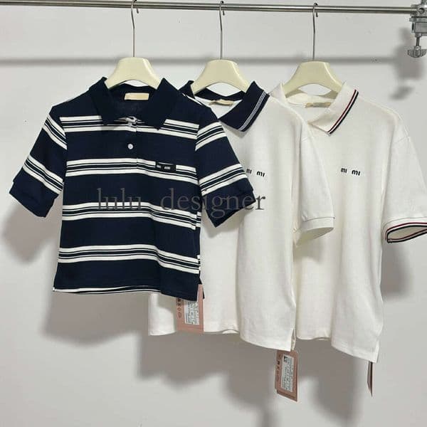 Designer polo shirt women Pique Striped Polo Short-Sleeve T-Shirt 2026 Spring/Summer New Product women designer clothes