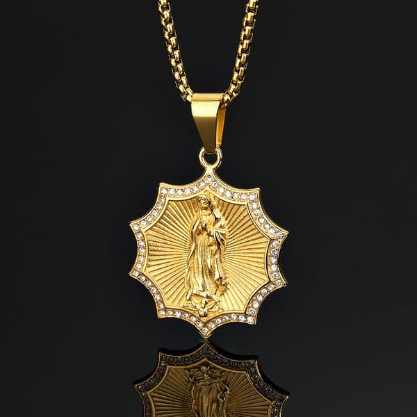 Hip Hop Vintage Madonna Pendant Necklace Stainless Steel 18K Gold Plated Jewelry