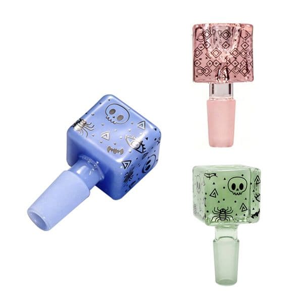 Cube Glass Bowl Herb Slide Flower Bowls 14mm Male Smoking Accessories Compatible With Bubblers Oil Burner Bongs