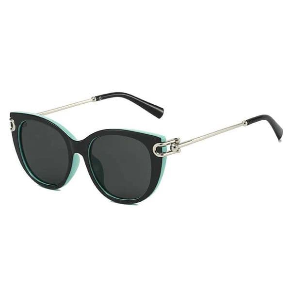 2026 New Two-Tone Sunglasses Cat-Eye Silhouette Silver Accents Stylish Streetwear Piece High-End Ins-Style Shades