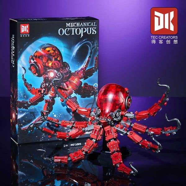 DK7062 Mechanical Octopus 882 Particle Collectible Model Mecha Assembly Building Block Toy W260327