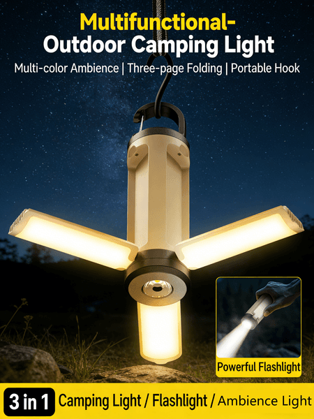 foldable Multi-functional Rechargeable Tent Lamp for Campers - Easy Hanging LED Lighting Device