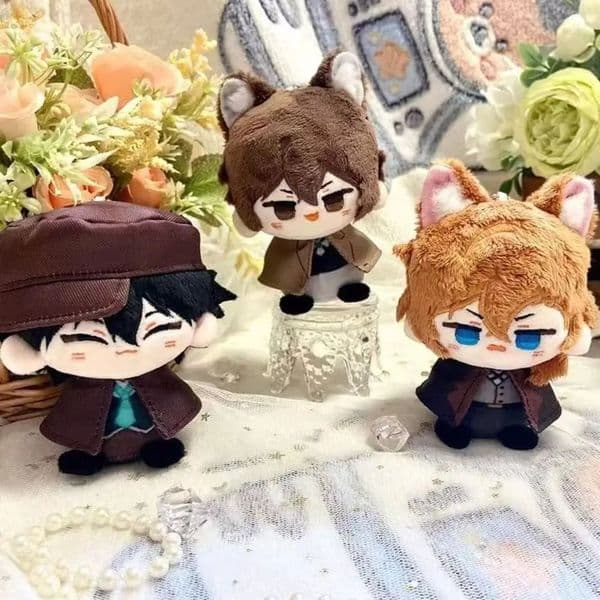 Mini Bungou Stray Dogs Plush Doll Anime Stuffed Ryunosuke Akutagawa Nakahara Chuuya Dazai Osamu Cotton Doll 10cm Cartoon Figure 260327