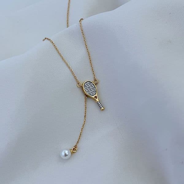 Real 18K Gold Plated Badminton Racket Pendant Necklace KS Gift New York With Free Dust Bag XL2260