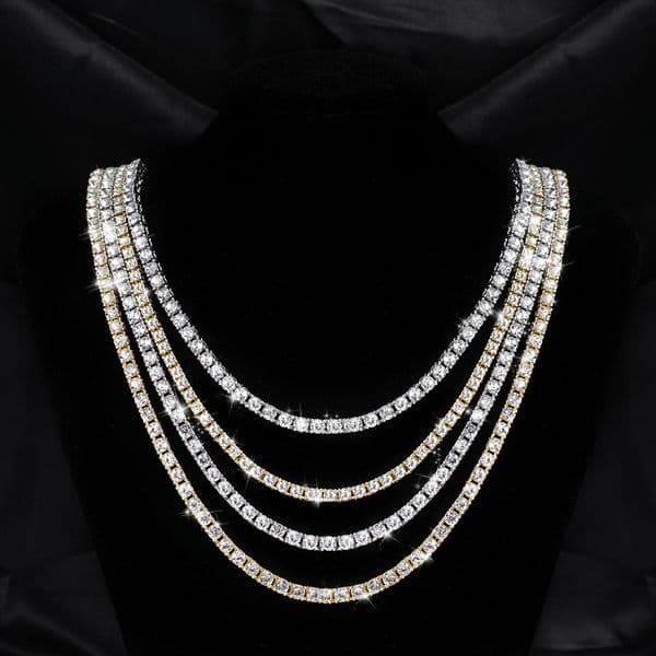 Tennis chain necklace, suitable for both men and women. Diamond collar. Hip-hop style jewelry.