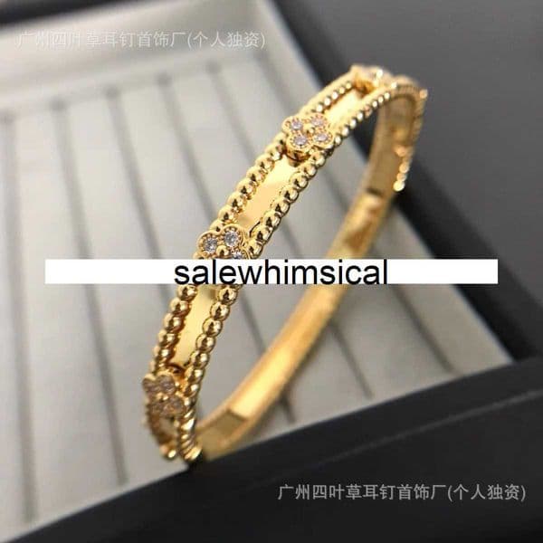 Designer Women Brand jewellery High version Vgold narrow version kaleidoscope bracelet with 18k rose gold plating for women highend four leaf clover bracel