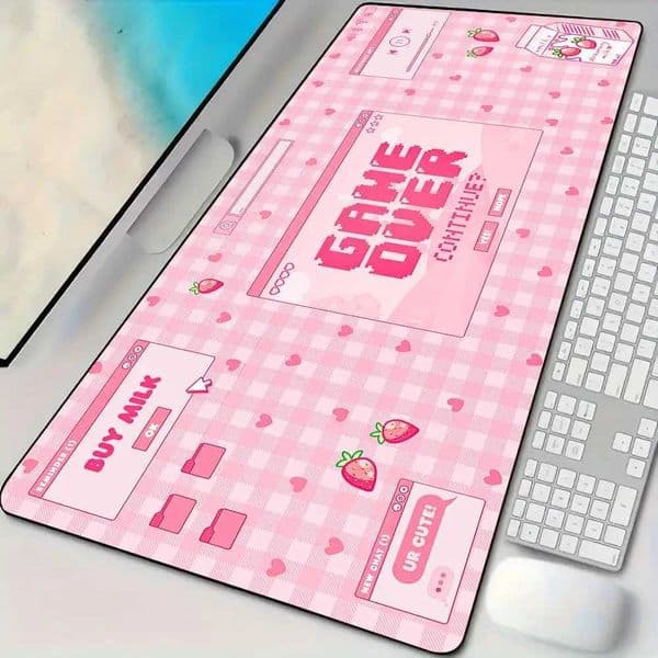 Pink kawaii E-sports Gaming Mouse Pad Desk mat Non-Slip Durable Stitched Edge Computer mouse pads suitable for office and gaming S26327