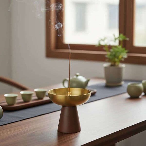 Stainless Steel Burner Brass Gourd Incense Holder with Ash Catcher for Yoga Spa Meditation Home Decor 26L0328