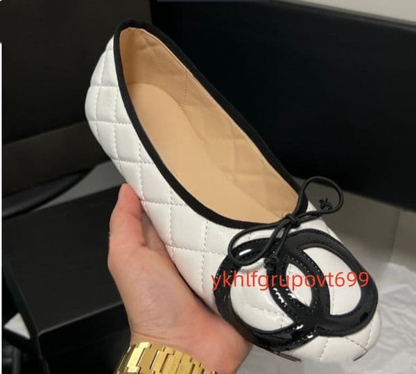 2026 Ballet Flats designer shoes Paris designer Black Shoes Women Spring Quilted Genuine Leather Slip on Ballerina Round Toe Sneakers Ladies Dress Shoes 35-40