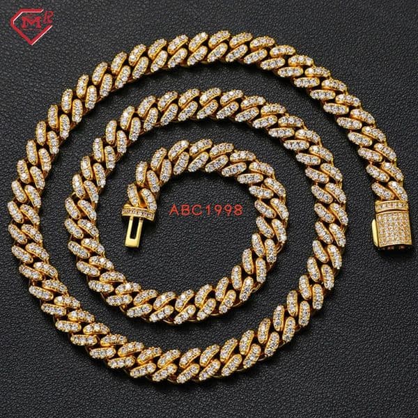 Rappers Cuban Link Chain 1 Row VVS Custom Diamond 925 Silver Iced Out Moissanite Cuban Chain