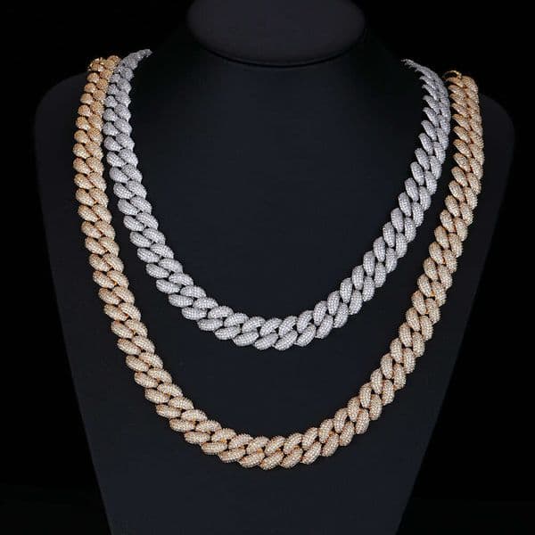 14mm 3D Bubble Cuban Chain Bracelet Necklace Hip Hop Trendy Brand Moissanite Jewelry Fashionable Versatile Accessories Street Style