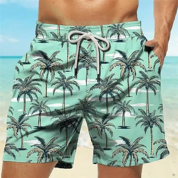 Palm Tree Tropical Mens Resort 3D Printed Board Shorts Swim Trunks Pocket Comfort Breathable Short Hawaiian Style Holiday Beach 260323