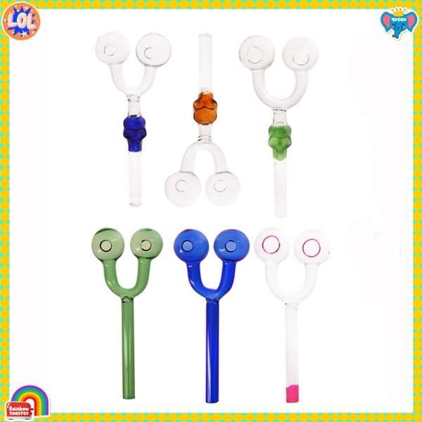 Wholesale 14cm Thick heady Skull Shaped Double Head Glass Oil Burner Pipe Portable Y shape hand straw pipes 30mm Bowl Smoking Accessories
