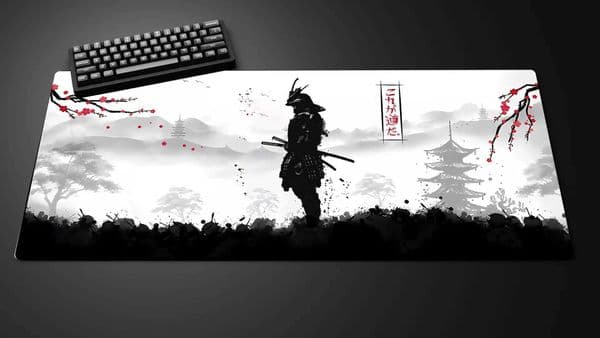 Mousepad Japanese Sakura Samurai Desk Accessories Office Control Desktops Waterproof Mouse Mat Large Mouse Pad Gaming Setup S26327