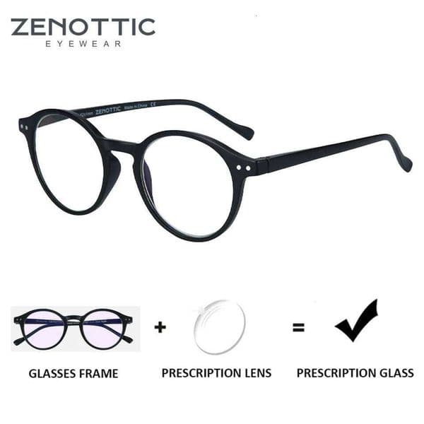 ZENOTTIC Retro Round Prescription Glasses Circular Progressive Eyewear Fashion Photochromic Optical Eyeglasses for Women Men 26W0328