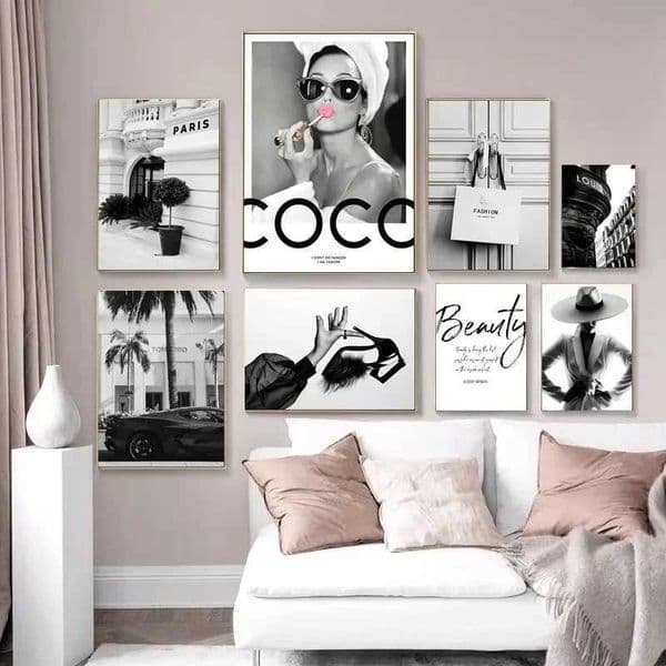 Fashion Perfume Women Super Car Poster Luxury Black White Paris Decorative Paintings Canvas Wall Art Pictures Living Room Dec X260328