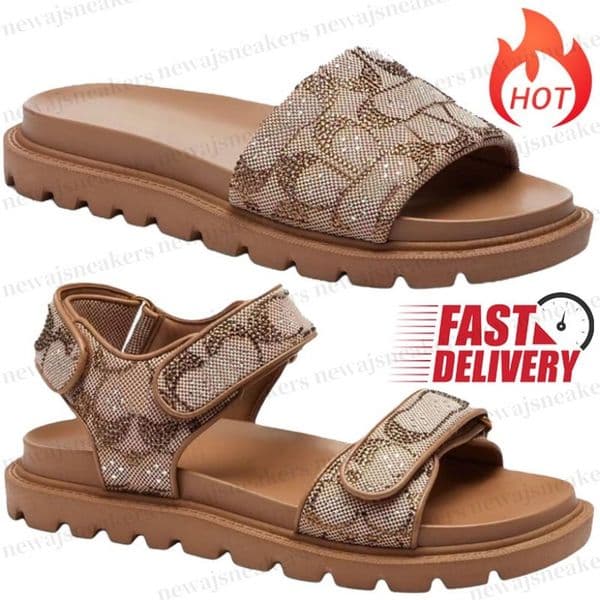 Free shipping luxury designer sandals womens slides Brynn slide sandals coacs slippers summer beach slides sliders women designer clogs ladies casual clog EUR 36-42