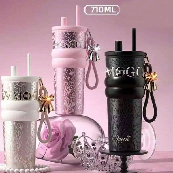 710mlTravel Thermos with Straw Leak-Proof Lid, Stainless Steel Metal Water Bottle for Hot and Cold Coffee Drinks 26L0328