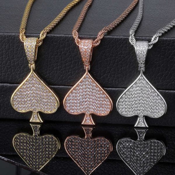 Jewelry Silver inlaid Moissanite heart pendant Hip Hop jewelry men's accessories women's high-end full-diamond necklace customization