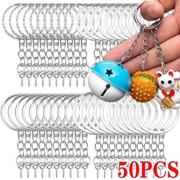 Metal Keychain Kits Key Ring with Jump RingsLobster ClaspScrew Pins Connector Accessories for DIY Jewelry Making 260318