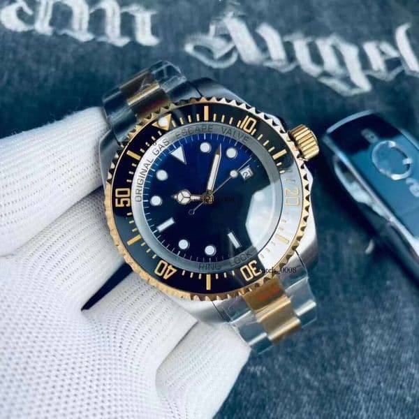 Man Watch Deep Ceramic Bezel SEA Hardlex Crystal Stainless Steel Band Automatic Mechanical mens Watches Black Blue Dial R06-3 thumbnail 2