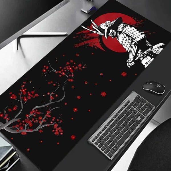 Japanese Sakura Samurai Black Mouse Pad Computador Gamer Table Mat Gaming Laptop Desk PC Mousepad 900x400 Computer Table Gaming S26327